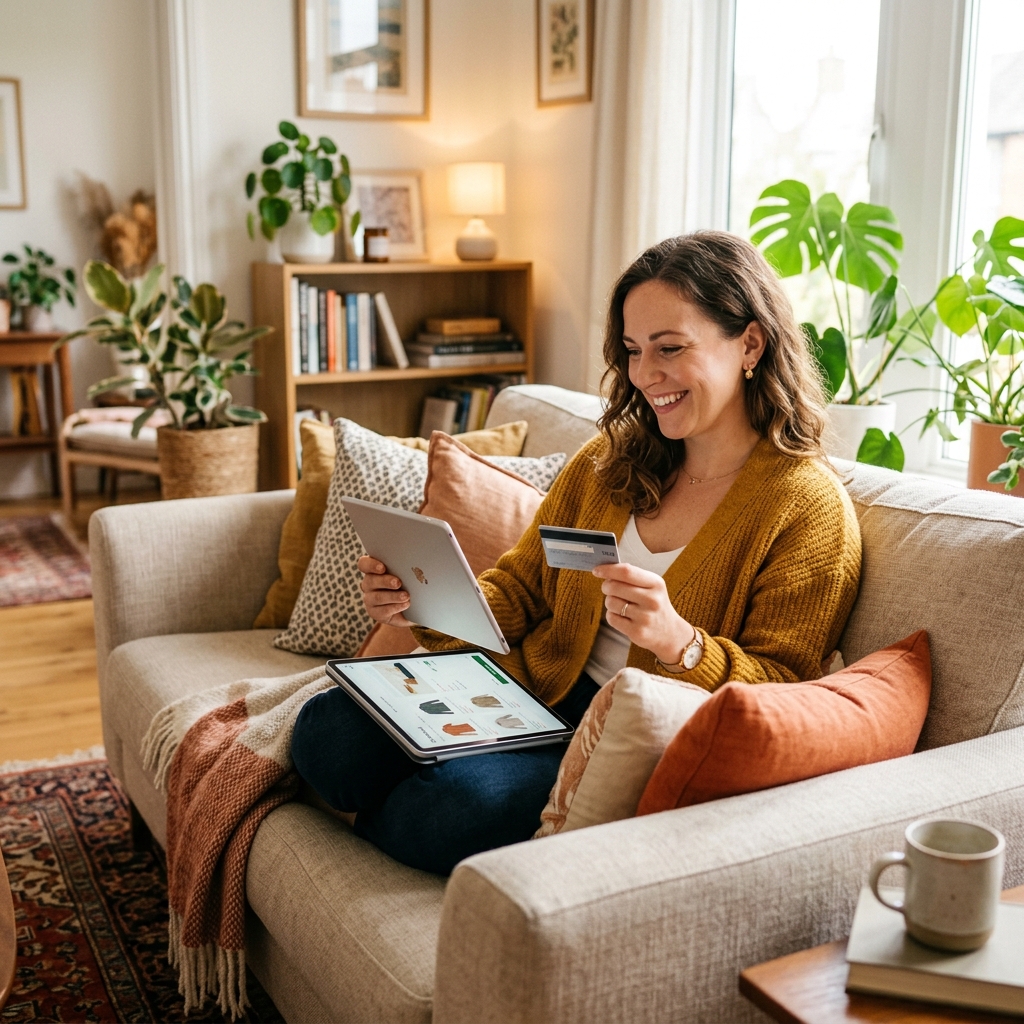 Woman ordering a Flixaria IPTV subscription online